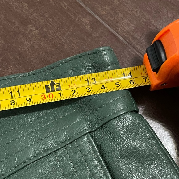 Sophisticated Olive Italian Leather Pencil Skirt - Picture 10 of 11